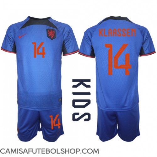 Camisa de time de futebol Holanda Davy Klaassen #14 Replicas 2º Equipamento Infantil Mundo 2022 Manga Curta (+ Calças curtas)